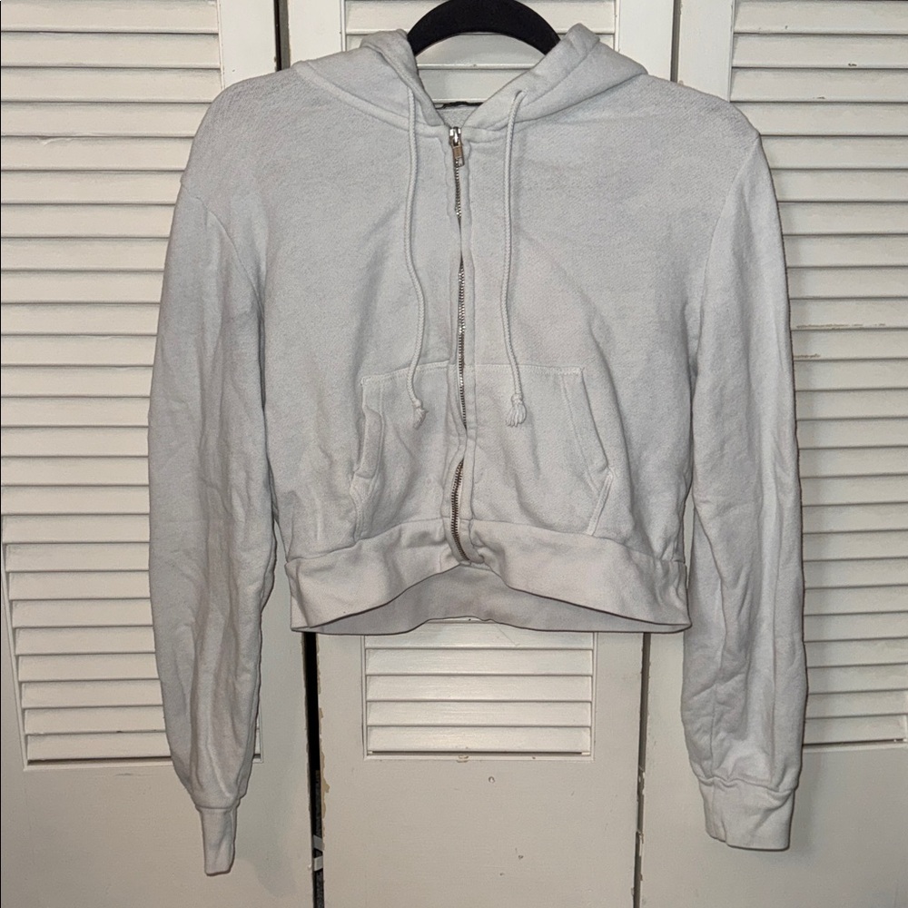 Brandy Melville White Zip-Up Hoodie